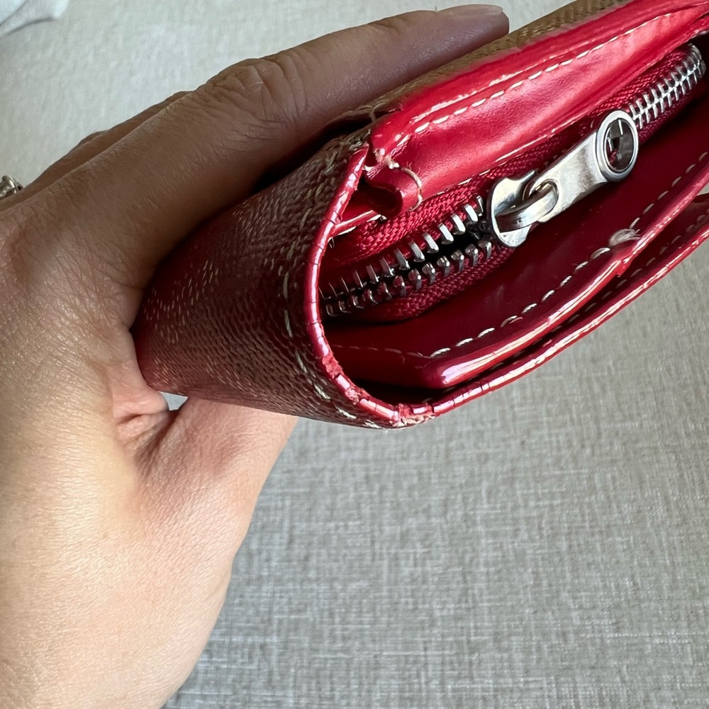 Authentic Goyard Red Long Wallet Leather Goyardine - Picture 14 of 15